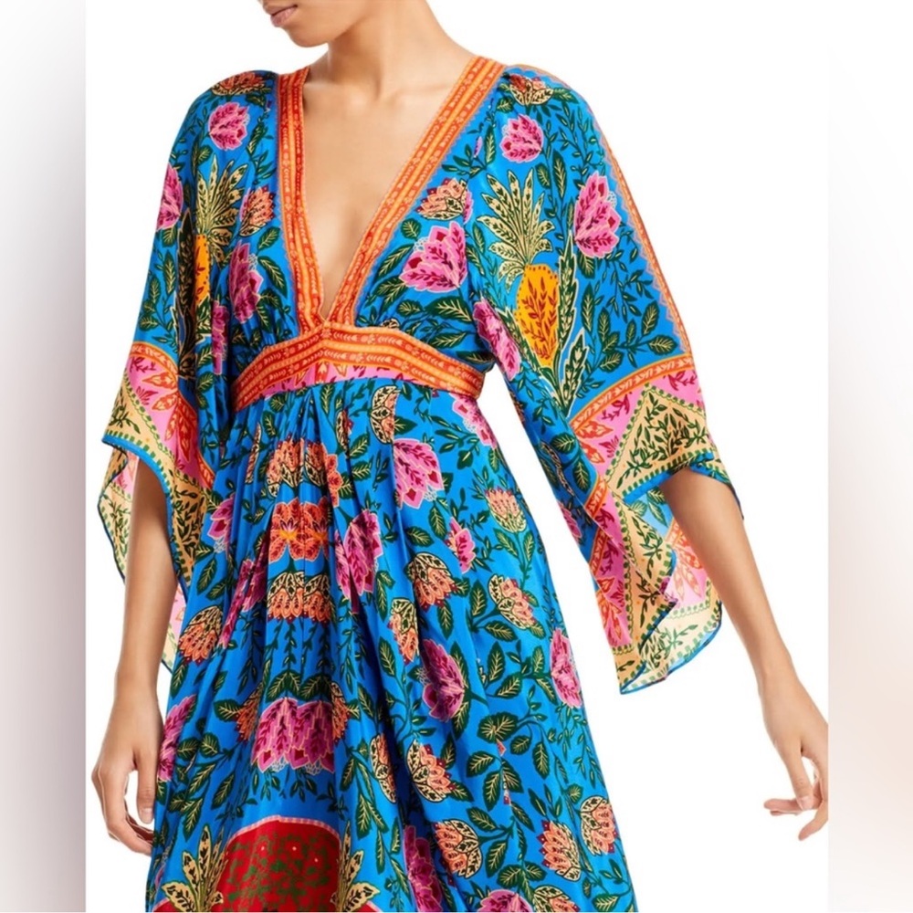 NWT Farm Rio Blue Pineapple Garden Maxi Dress Size Large